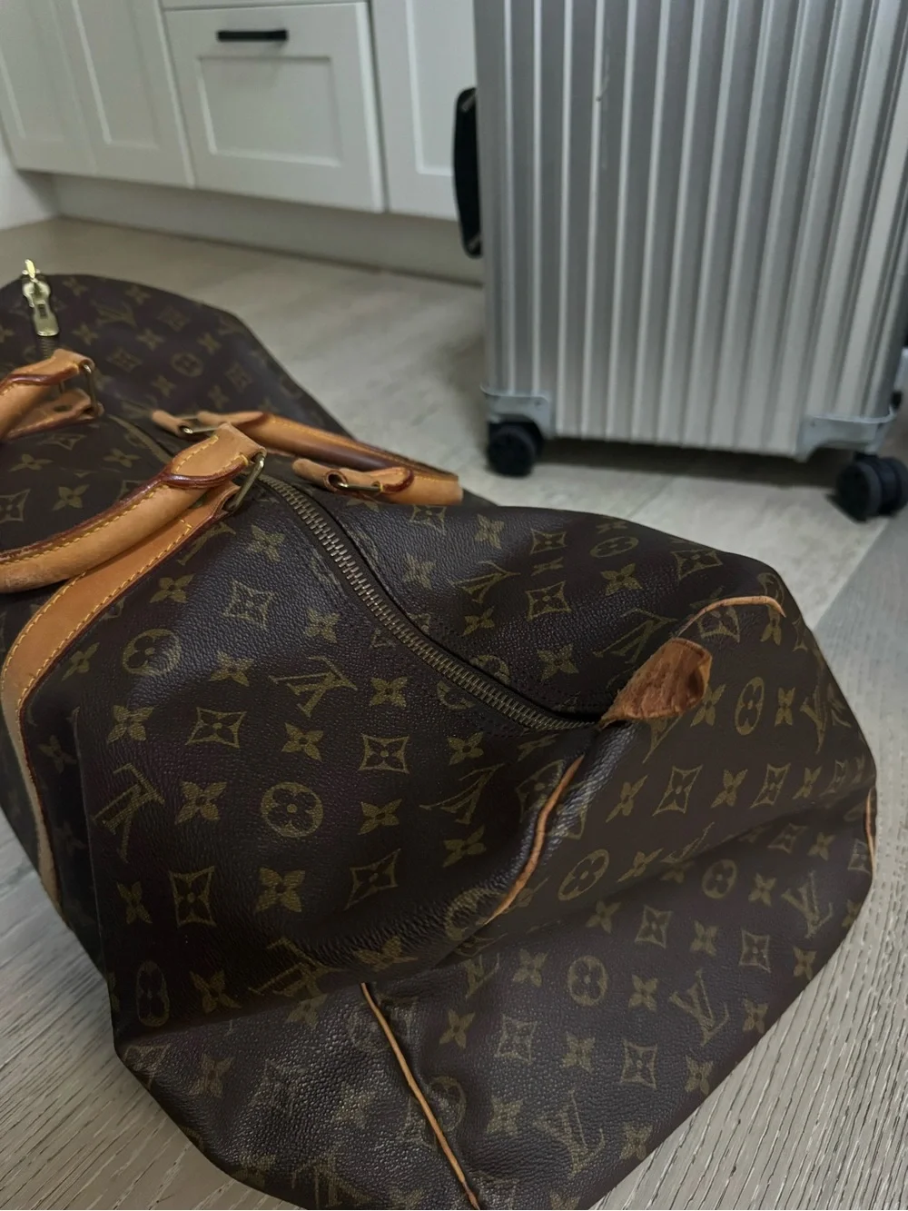 Louis Vuitton Brown Monogram Duffel with Tan Trim